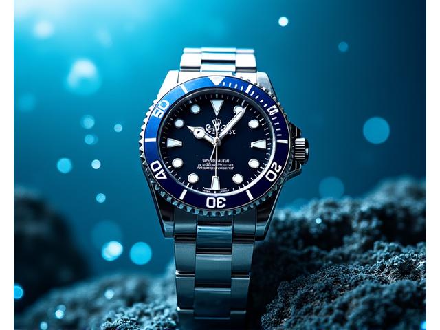 Professional diving watch with blue bezel