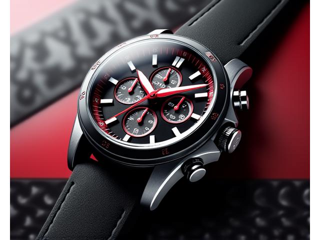 Sporty racing chronograph with red accents