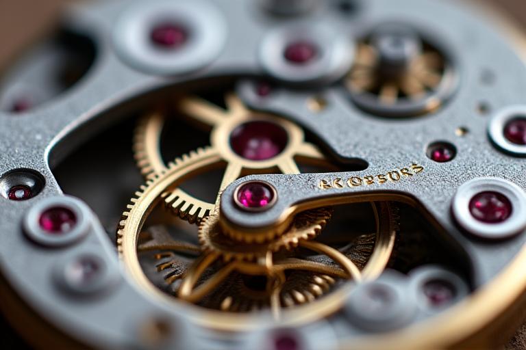 Close-up view of an intricate automatic watch movement